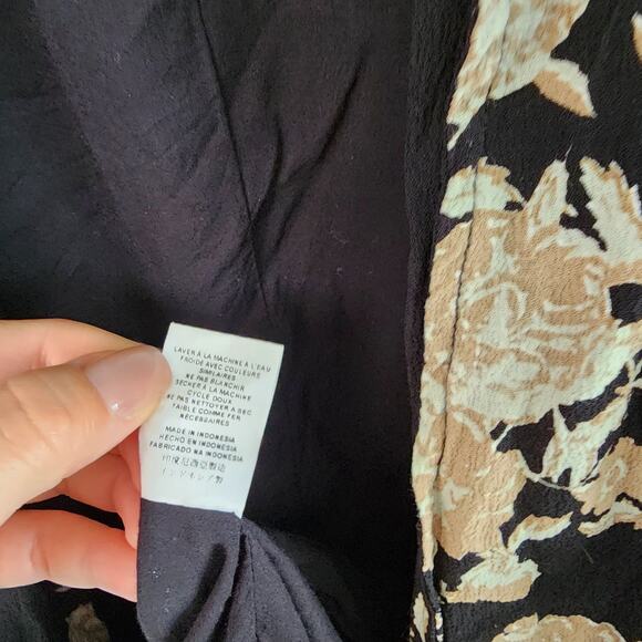 Jen's Pirate Booty Cortes Jacket Obsidian Spanish Rose Print kimono blk long P S - Picture 7 of 12